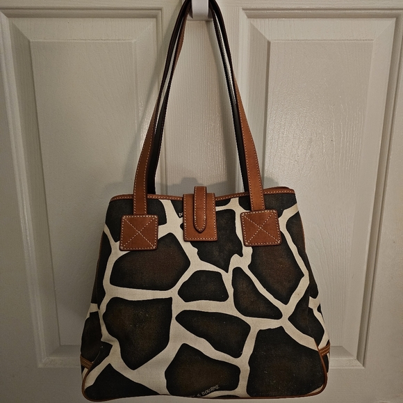 Dooney & Bourke Vintage Giraffe Shopper tote in canvas with leather trim EUC - Picture 3 of 15